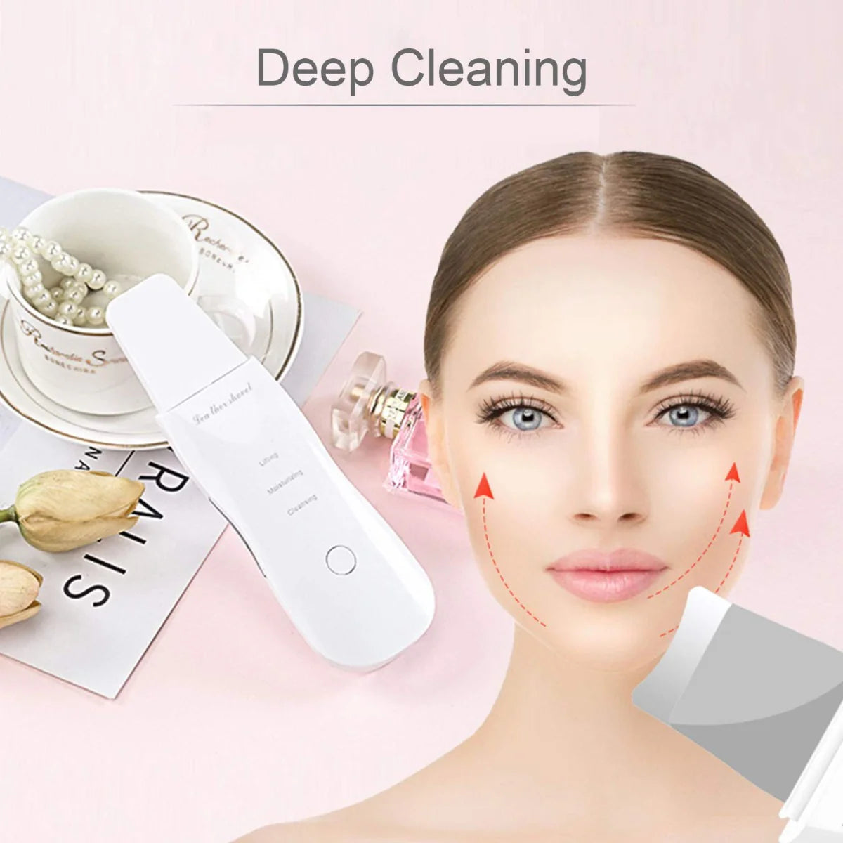 Ultrasonic Skin Scrubber Ultrasuoni Viso Pulizia Face Skin Peeling (IN OMAGGIO 1 CREMA EFFETTO LIFTING+1 CREMA IDRATANTE VISO)